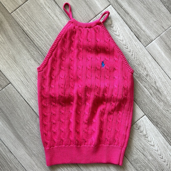 Ralph Lauren Tops - Ralph Lauren Pink Cable-Knit Sleeveless Halter Top